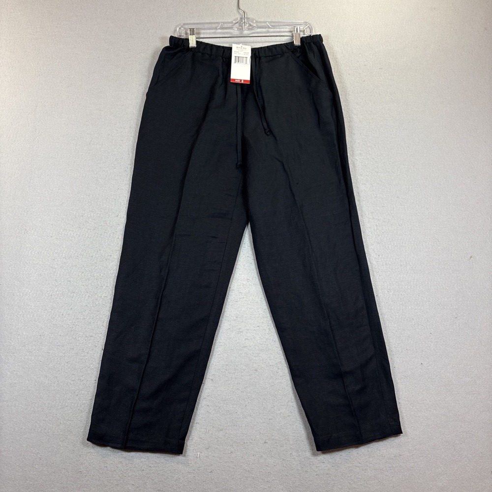 Ruby Rd Womens Size 8 Black Linen-Blend Beaded‎ Classic-Fit Capris!  NWT